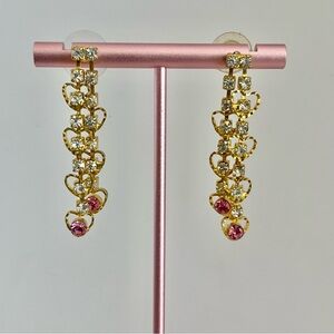 Gold-Tone Crystal Heart Drop Earrings